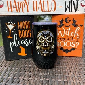 Sugar Skull Wine Tumbler & Lid